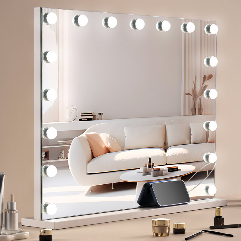 Hollywood Vanity Mirror With Lights w/ USB Desktop Wall-mount, 36" x 28"