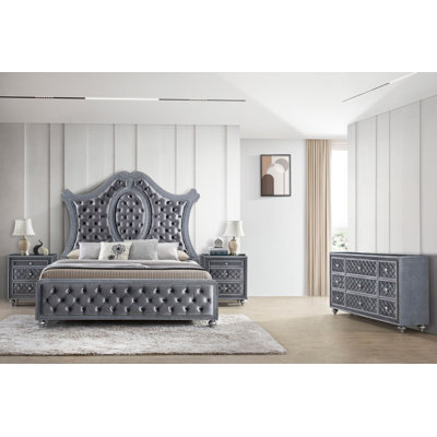 Ensemble de chambre à coucher à panneau capitonné Marven Dennie