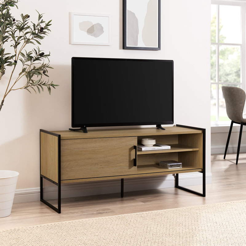 48" Sliding Door TV Stand for TVs up to 50", Coastal Oak