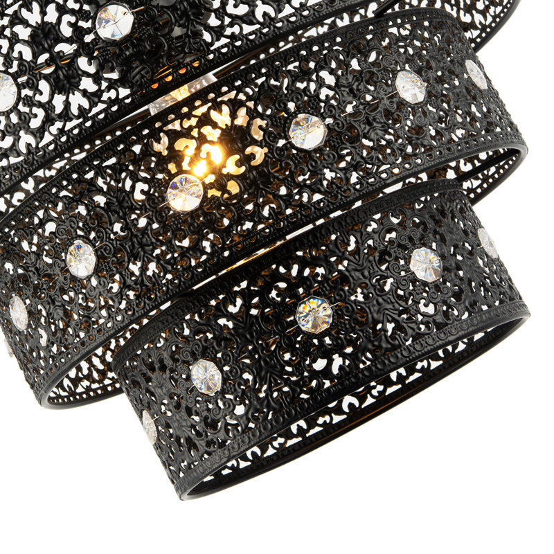 20cm H Metal Round Lamp Shade ( Slip-On ) in Black