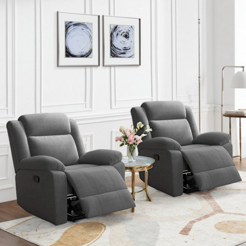 Fauteuil inclinable manuel berçant moderne de 37,4 po Carshalt (ensemble de 2), Gris