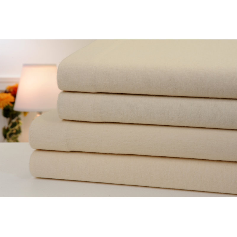 Ensemble de draps en flanelle 100% coton Kathy Ireland or Bibb Home (4 pièces), Simple TG, Beige