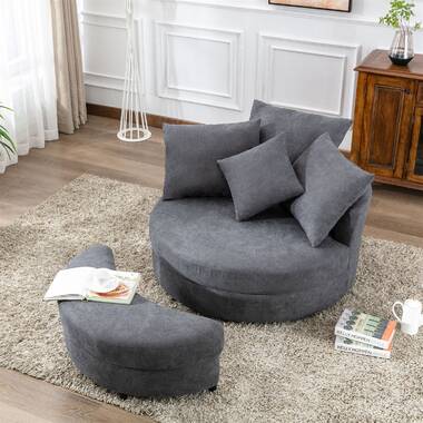 Ivy Bronx Depoliti Oversized Swivel Chair with storage ottoman and