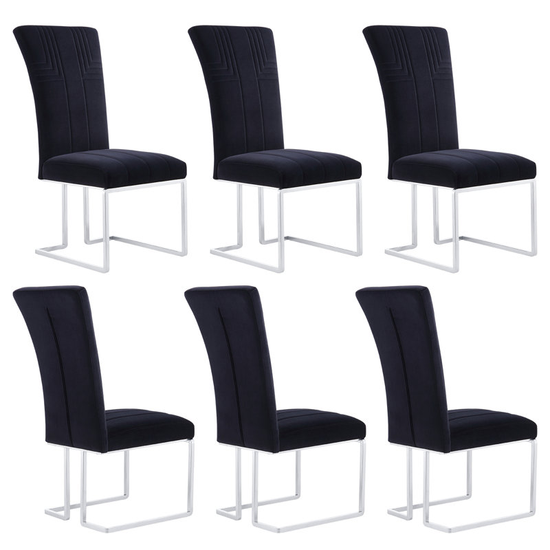 Chaise parsons en velours Hasiba, 6