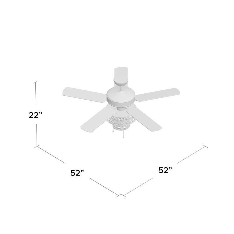 Parma 52'' Ceiling Fan with Light Kit, Pull Chain Switch