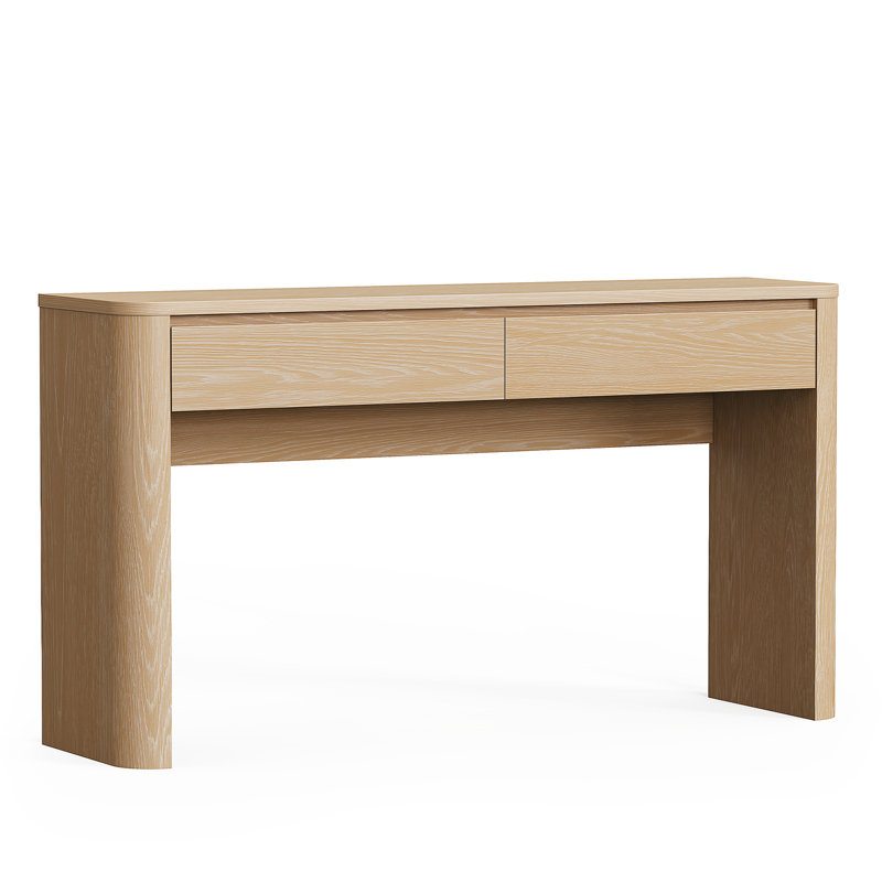 Console Akshata Uven 59" L avec 2 tiroirs, style moderne et incurvé, idéale pour l'entrée du salon.