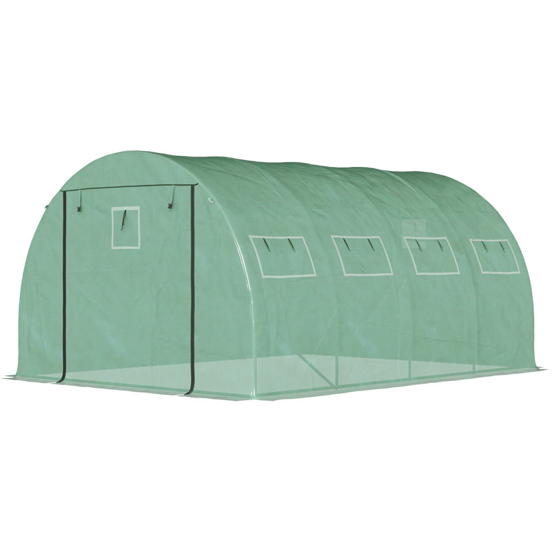 Pavillon de jardinage 13 'x 10' 6,5 ', acier galvanisé, 2 portes en filet à fermeture à glissière, 10 fenêtres, améliore la survie des plantes, serre, maximise le potentiel de croissance, bloc,