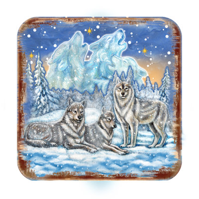 Wood Square 4 Piece Coaster Set