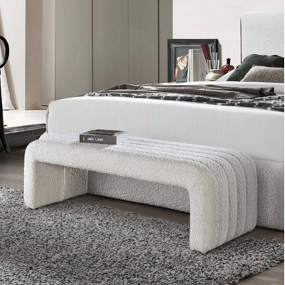 Banc beige bouclé