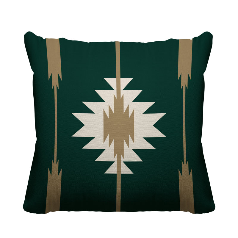 Coussin décoratif intérieur / extérieur Jolon Southwestern, 19 po x 19 po, Émeraude, Carré