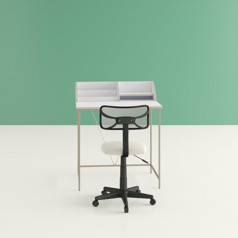Morgane Metal Base Writing Desk, White/Gray