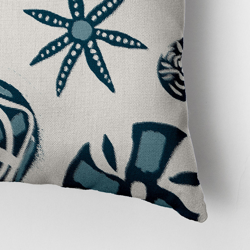 Geometric Outdoor Reversible Throw Pillow, Teal