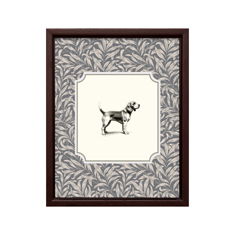 Beagle, Canvas, 08"H x 10"W, Brown Framed