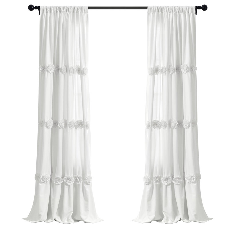 Panneau de rideau simple semi-transparent Darla, Blanc