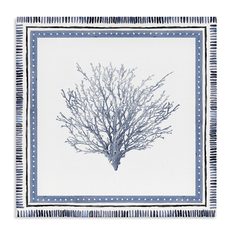 Bordé de toile de corail océanique, design par Lanie Loreth, H 17 po x l 17 po