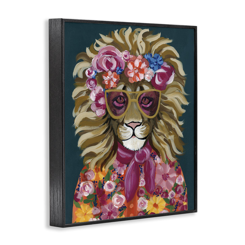  «Miami Living Lion», estampe numérique par Yvette St. Amant, H 14 po x l 11 po, Giclée encadrée noir minuit