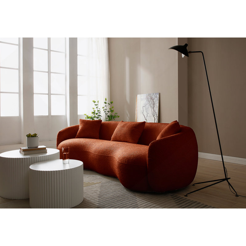 Canapé incurvé moderne de 93,6 pouces de style Mid-Century, canapé en tissu Boucle pour chambre à coucher