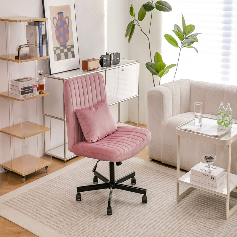 Chaise de bureau Criss Cross, Velours rose clair