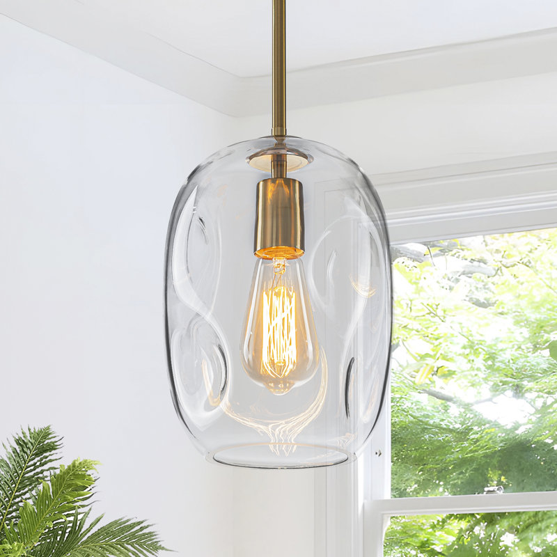  Lucy 1-Light Modern Irregular Organic Glass Kitchen Unique Pendant Light, 1 Pack