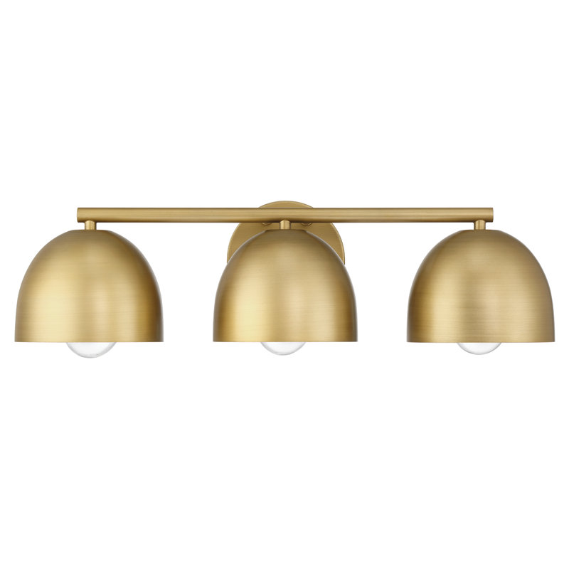 Hunter Erling 3 Light Medium Bathroom Vanity Wall Light Fixture, Gold, Gold