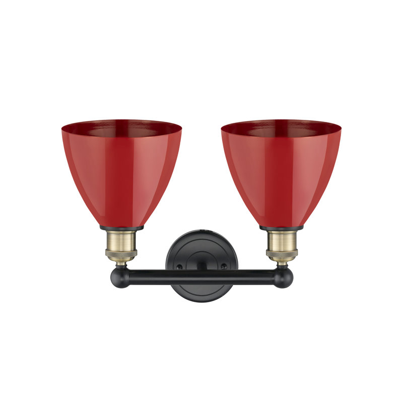 Éclairage pour meuble-lavabo de salle de bain 2 lumières 16,5 pouces Anjail Dome, Rouge, Laiton antique noir
