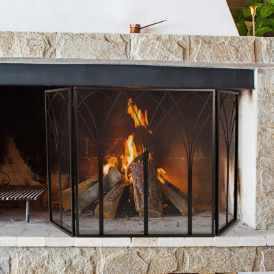 Lavish Home Fireplace Screen - 3 Panel Fireplace Gate with Protective Mesh for Wood-Burning Fire Place - Indoor/Outdoor Fireplace Covers