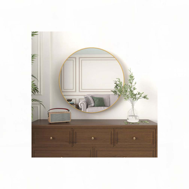 Miroir mural pour salle de bain, 32 po x 32 po, Doré