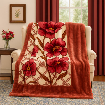 Couverture florale soyeuse chaude de style coréen, moelleux et moelleux, literie d'hiver douillette pour grand lit, 8 plis