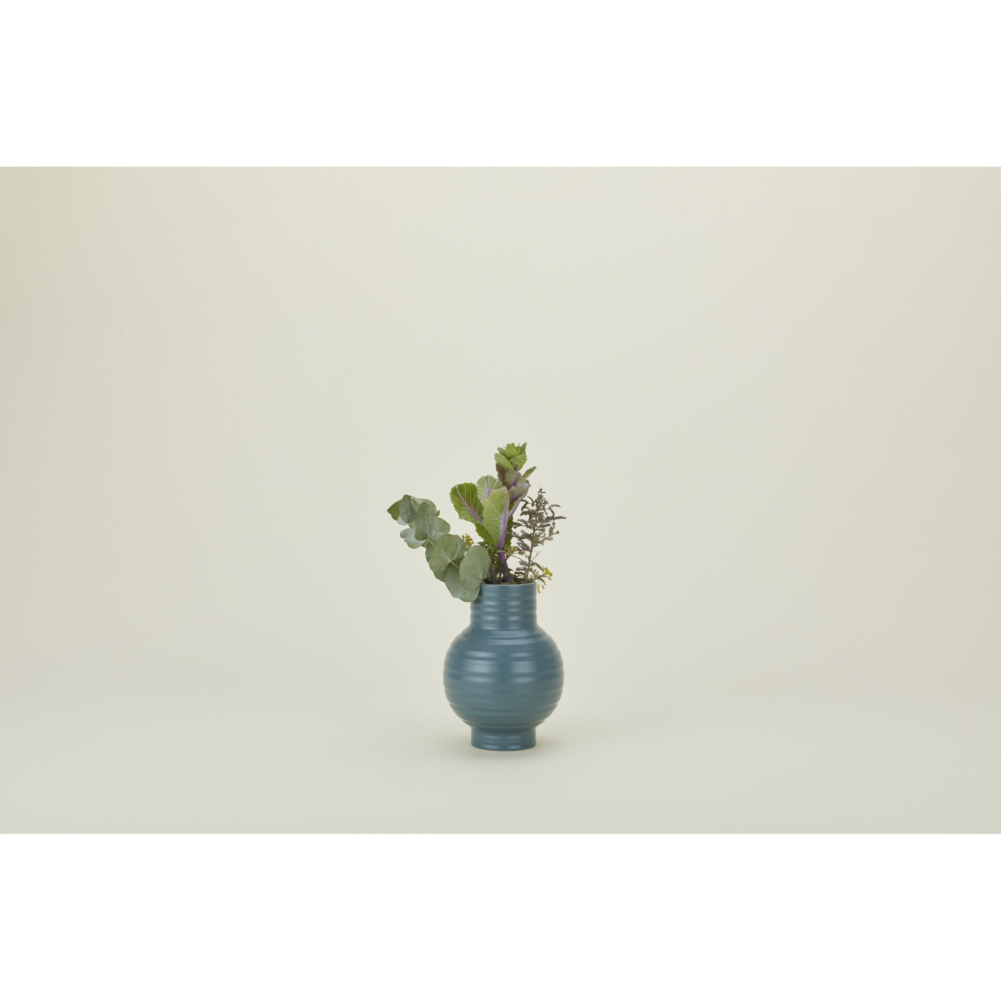Essential Stoneware Table Vase, Blue, 6" H x 4.5" W x 4.5" D