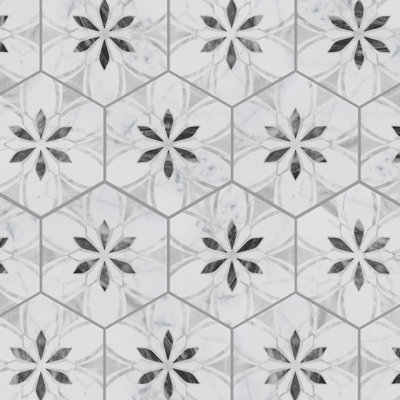 Classico Bardiglio Hex 7" x 8" Porcelain Patterned Wall & Floor Tile