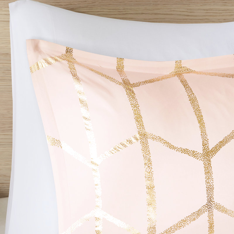 Modern Twin/twin Xl Comforter With Blush And Glittering Gold For Feature