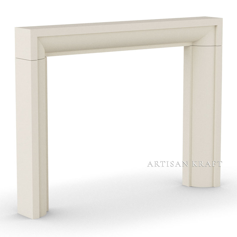 Nashville Cast Stone Mantel With Bullnose Hearth, 7.5" x 68" x 52", Beige