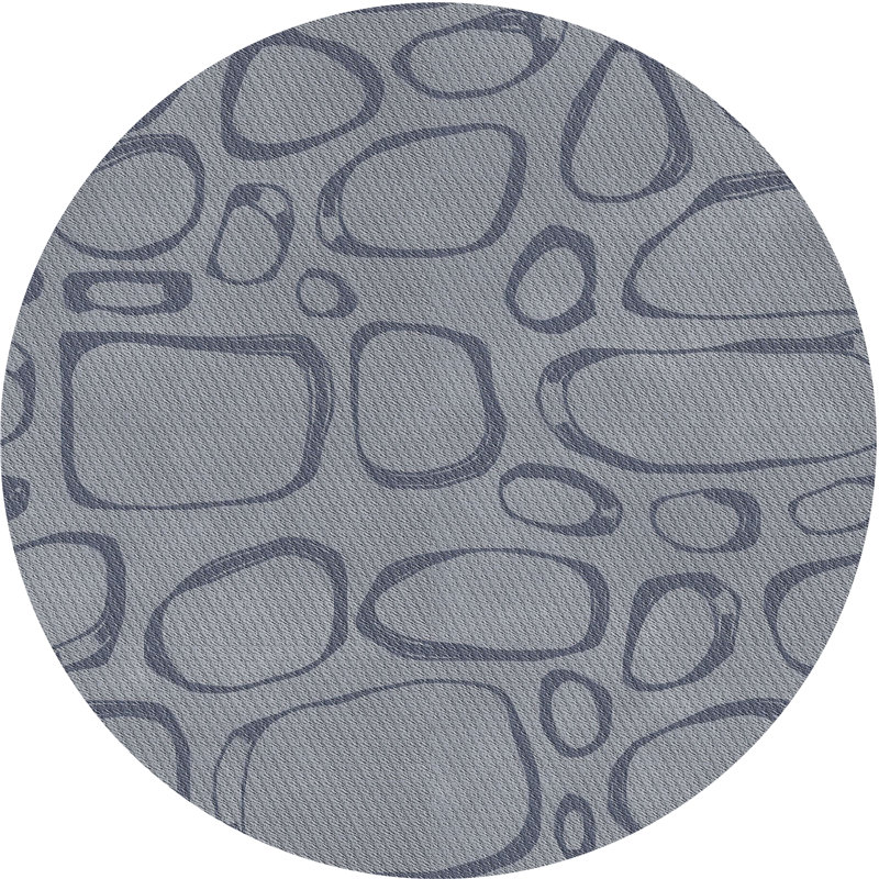 Tapis zone grise à motifs, Rond 5 pi