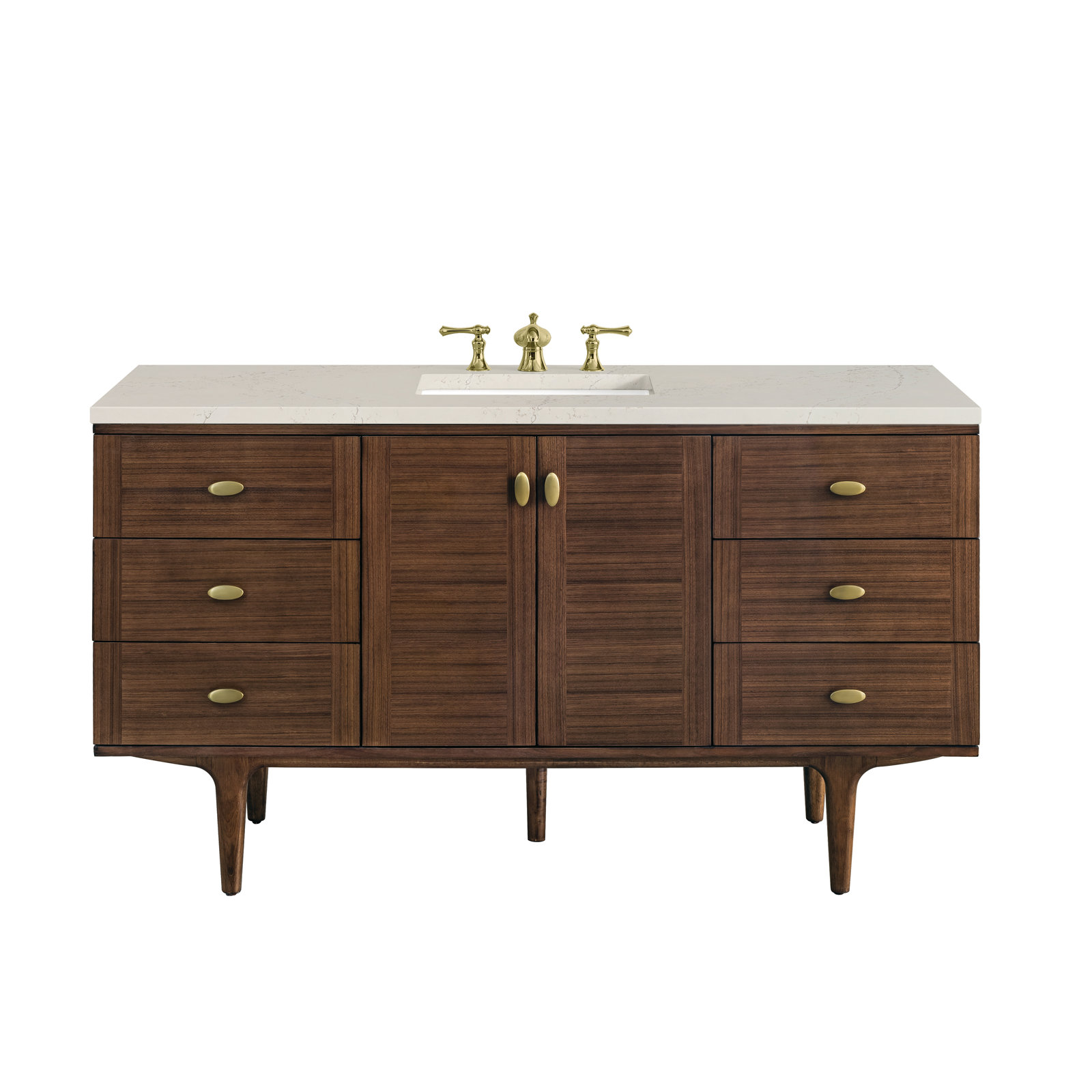 Aliza 60" Carrara Marble Single Bathroom Vanity, Siberian, 8" Widespread