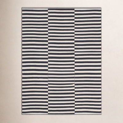 Ilona Ivory Black Striped Cotton Rug