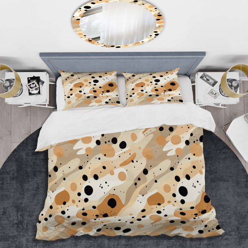 Beige Sphinx Spots I Duvet Cover, King Duvet Cover + 2 King Shams