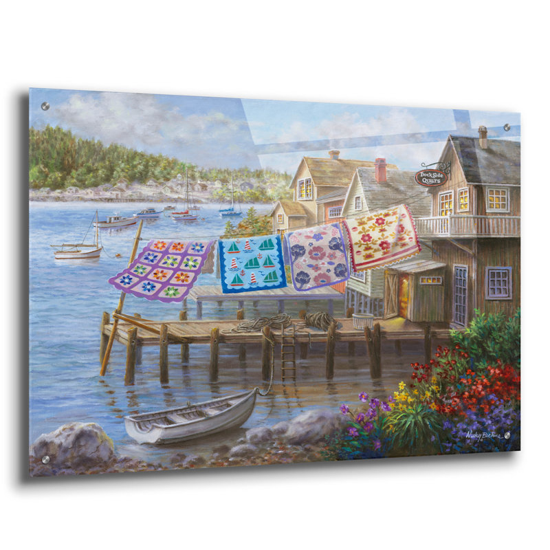  «Dock Side Quilts» par Nicky Boehme, art mural en verre acrylique, 36 po x 24 po, H 24 po x l 36 po
