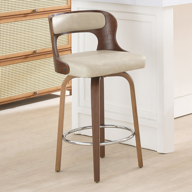 Swivel Faux Leather Counter Height Bar Stools, 1, Beigegray