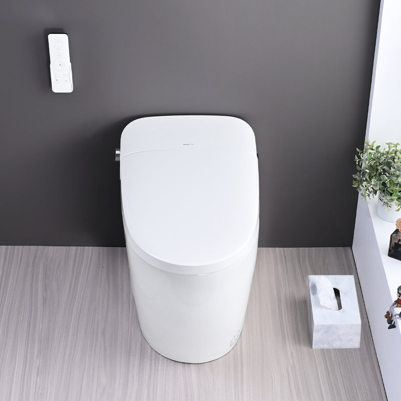 Bidet de toilette intelligent, siège chauffant, télécommande, nuit. Céramique, largeur de 15,19 po, poids du colis de 100,31 lb, chasse occultante, fermeture en douceur. Blanc - profondeur 26,96 po, largeur 19,48 po