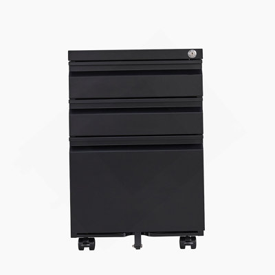 Office Storage Filing Cabinet, 3-Drawer Mobile Filing Cabinet With Lock