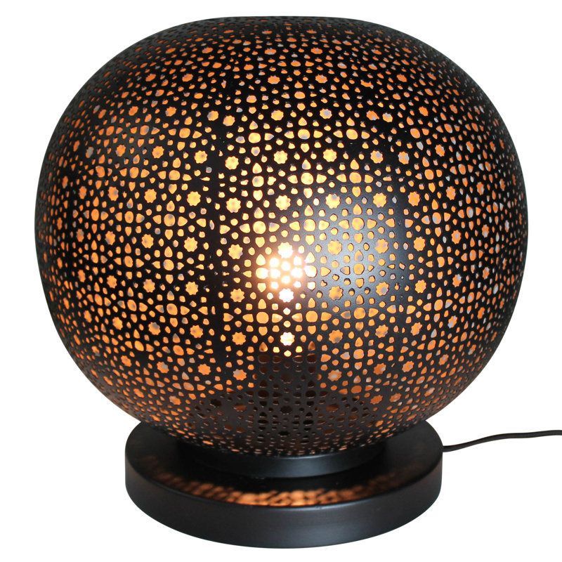 Luminaire de table globe perforé, noir