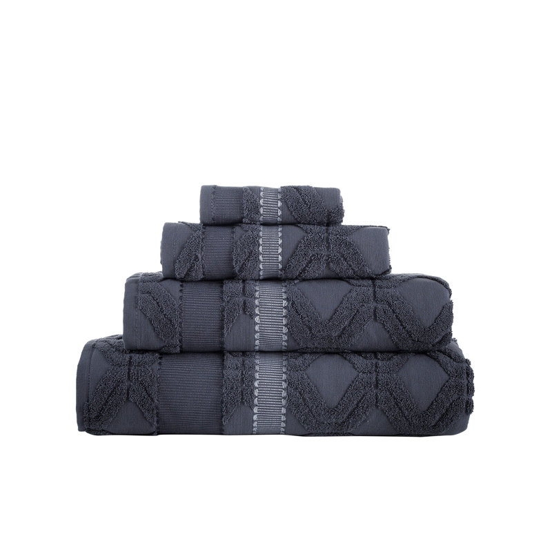 Turkish Cotton Plush Jacquard Bath Sheet, Anthracite