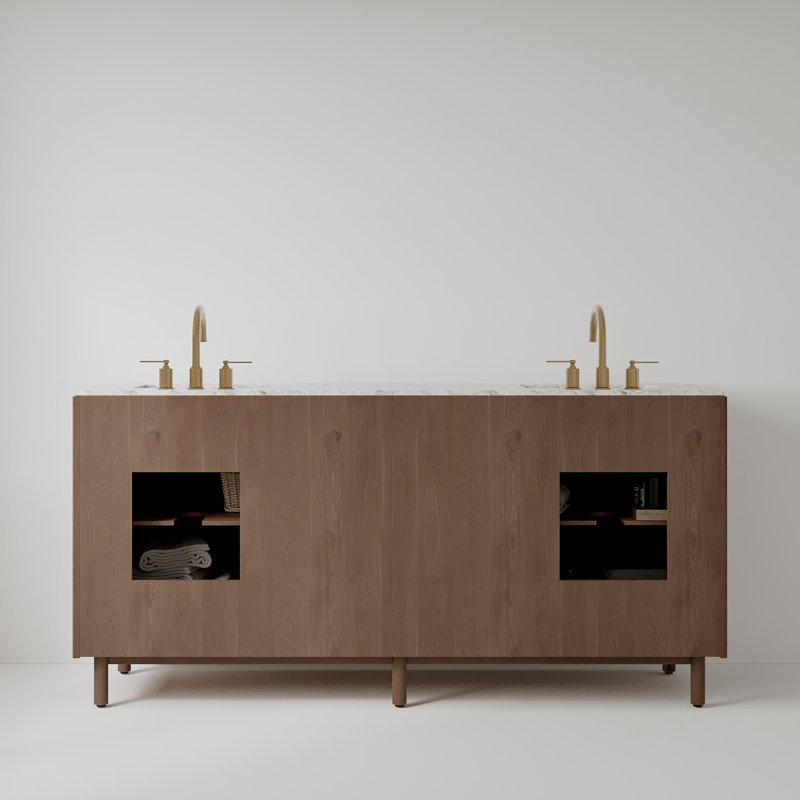 Kensington 72" Bathroom Vanity in Fluted Birch, Brown Reeded Birch