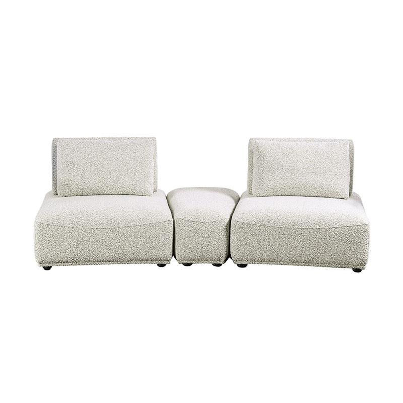Canapé modulaire courbé 2 places, chenille, dossier réglable Stavan, Boucle gris clair