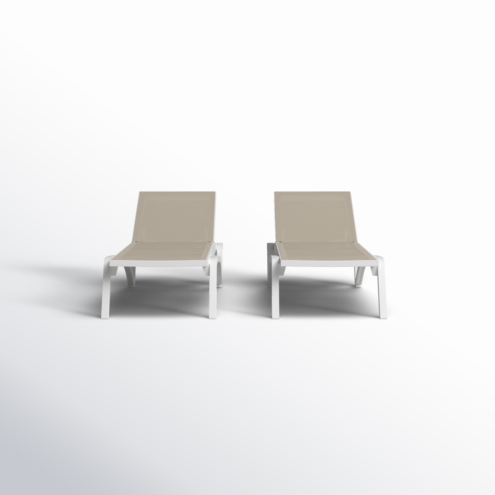 76" Long Reclining Single Chaise, White/Taupe