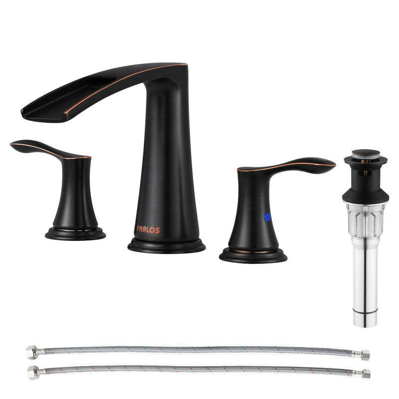 Widespread 2-handle Waterfall Bathroom Faucet with Drain Assembly, Oil Rubbed Bronze
