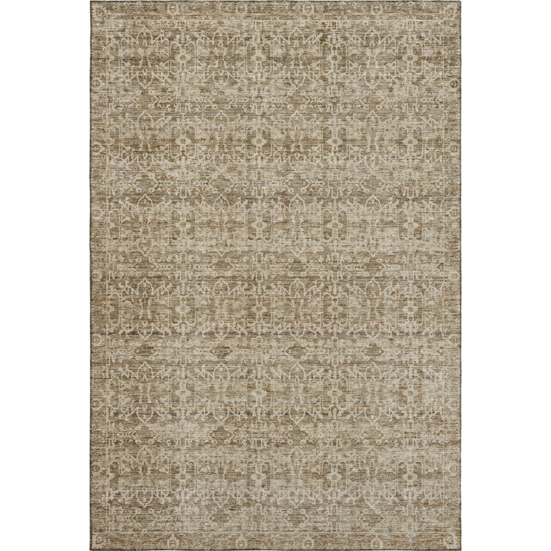Premium Machine Washable Mayfield AMF2152 Striped Rug, Rectangle 3' x 5', Brown