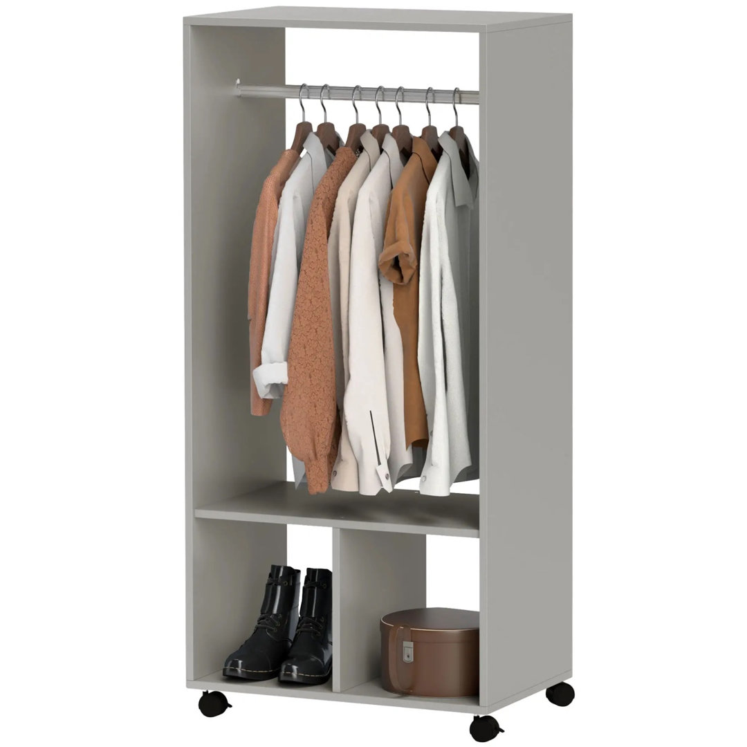 Open Wardrobe Clothes Rail With Storage Shelves on Wheels