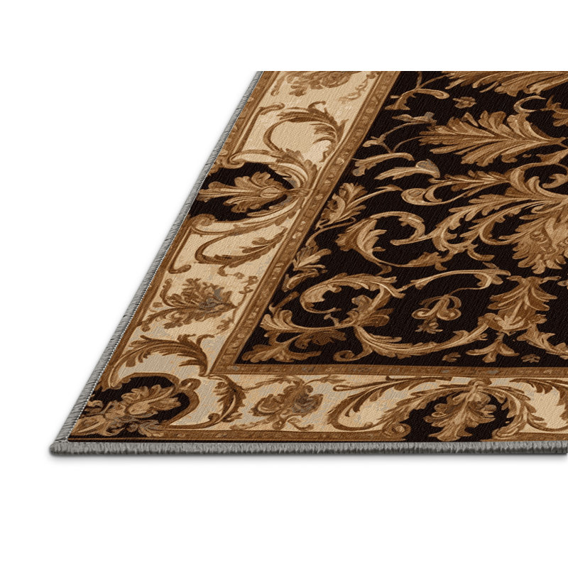 Tapis brun français lavable à la machine, Carré 5 pi