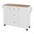 K&K Rolling Kitchen Island With Storage, Kitchen Cart With Rubber Wood Top, 3 Drawer, 2 Slide-Out Shelf And Internal Storage Rack, Kitchen Island On Wheels With Spice Rack & Tower Rack-1471489476